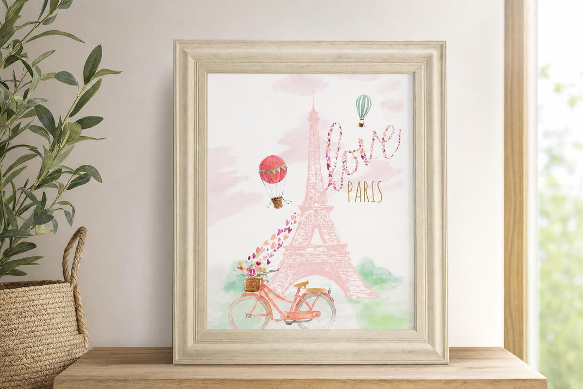 22x26 Pink Eiffel Bike Ride By LanieLoreth - Pink