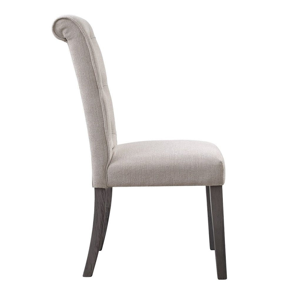 Yabeina - Side Chair (Set of 2) - Beige Linen & Gray