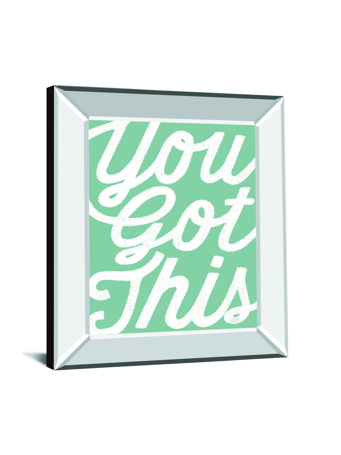Positivity VII By Laura Marshall - Mirror Framed Print Wall Art - Green