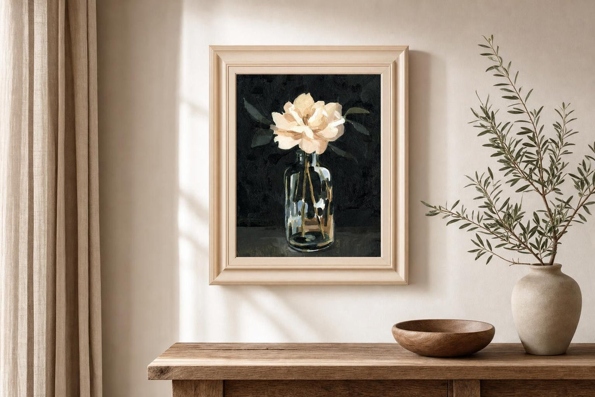 22x26 Dark Rose Arrangement I By Emma Caroline - Black