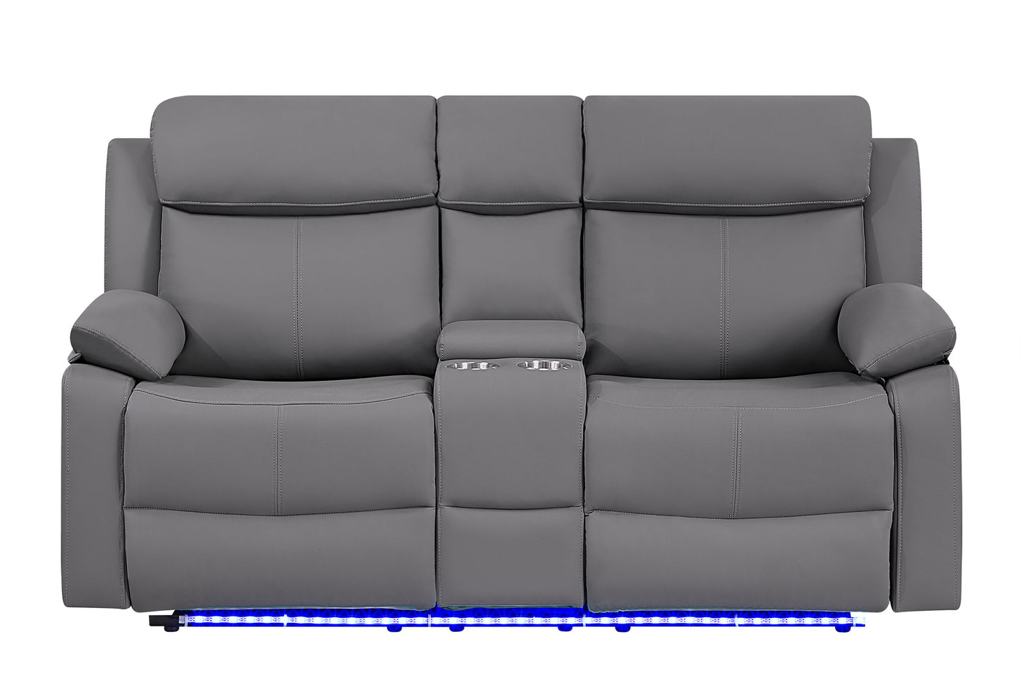 U6026 - Console Reclining Loveseat With LED - Gray