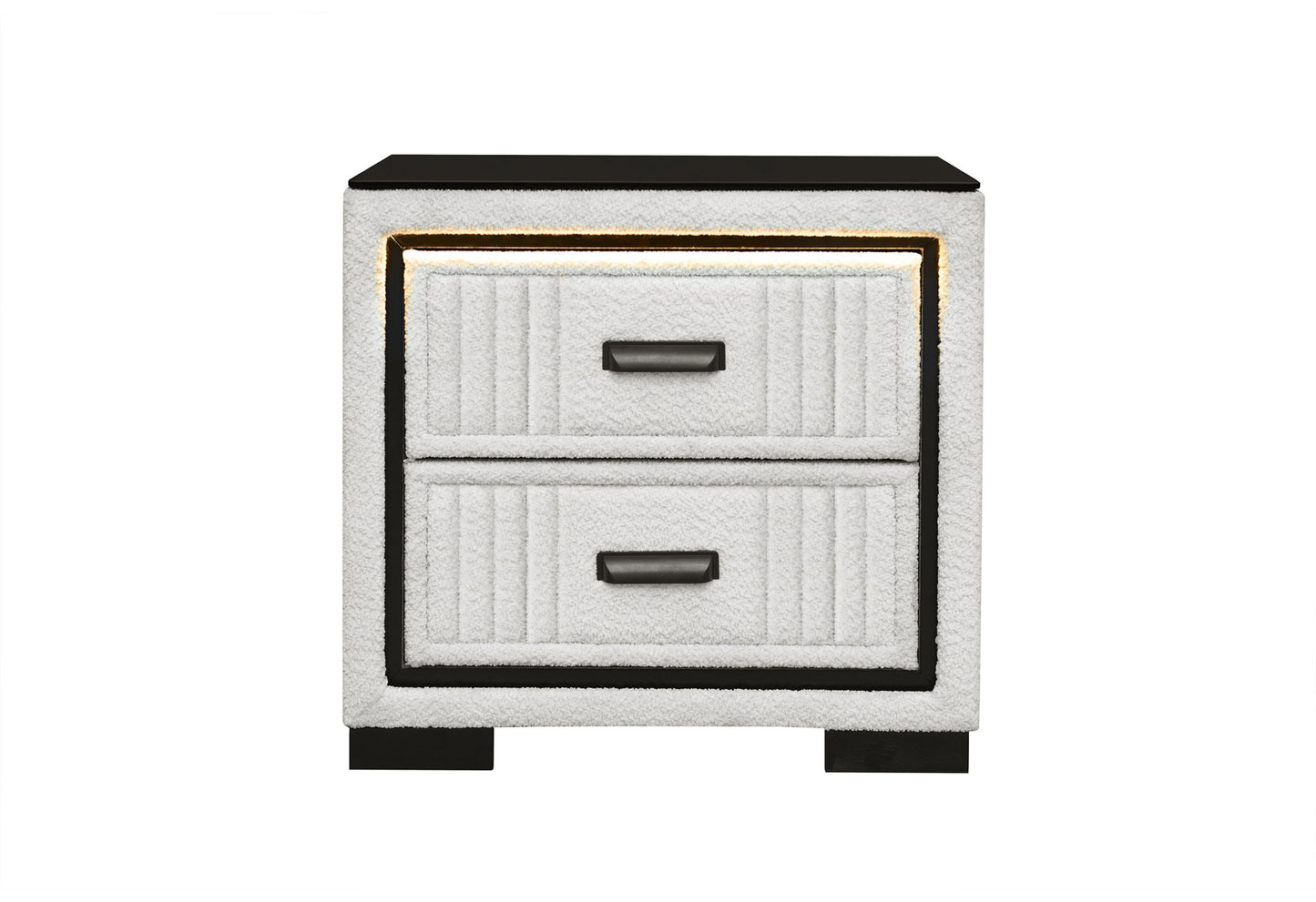 Isabella - Nightstand With LED - Black / White