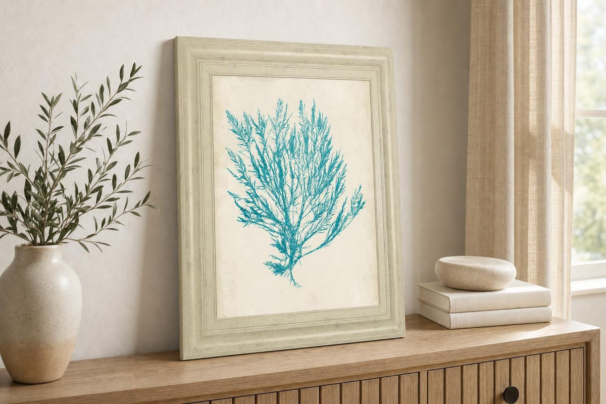 22x26 Aquamarine Seaweed IV By Vision Studio - Light Blue