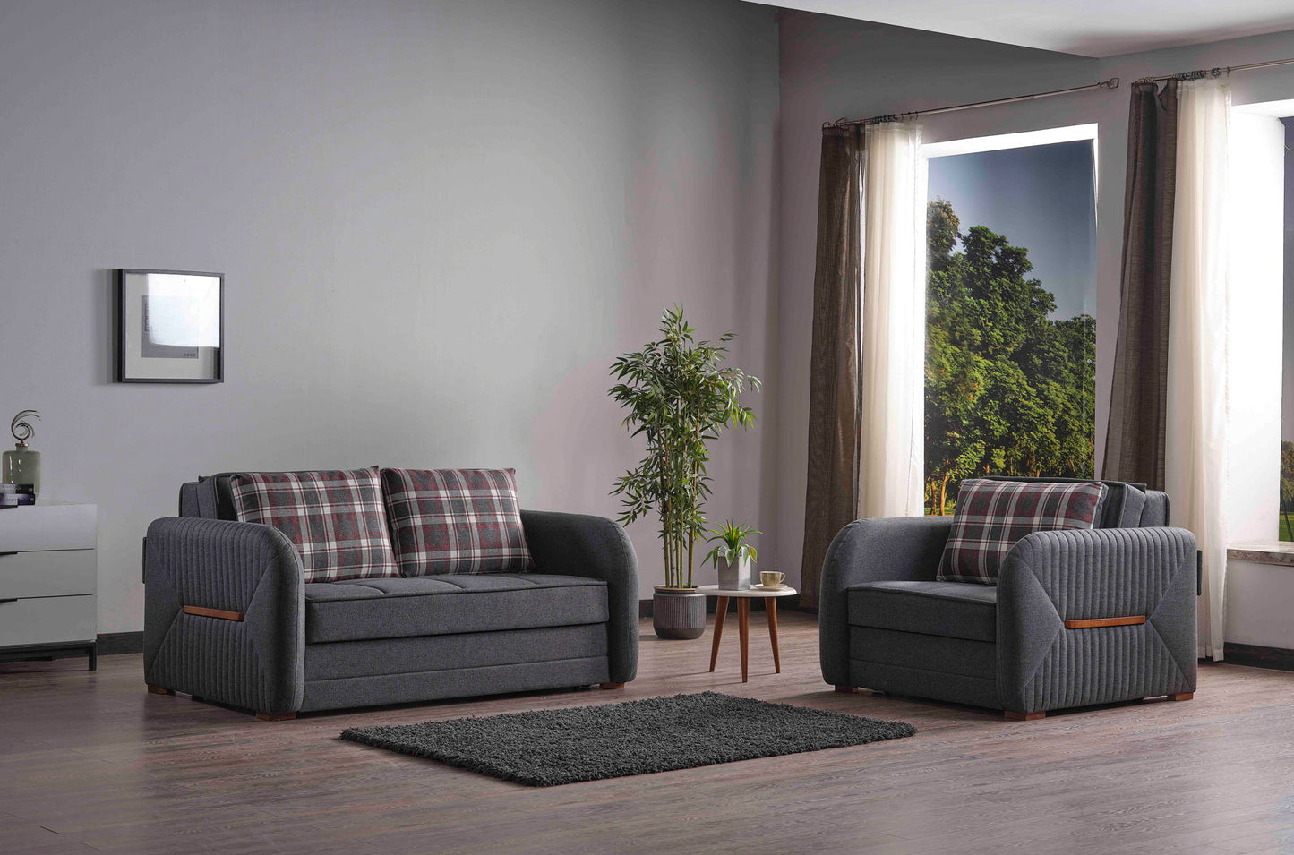 Ottomanson Speedy - Upholstered Convertible Loveseat With Storage