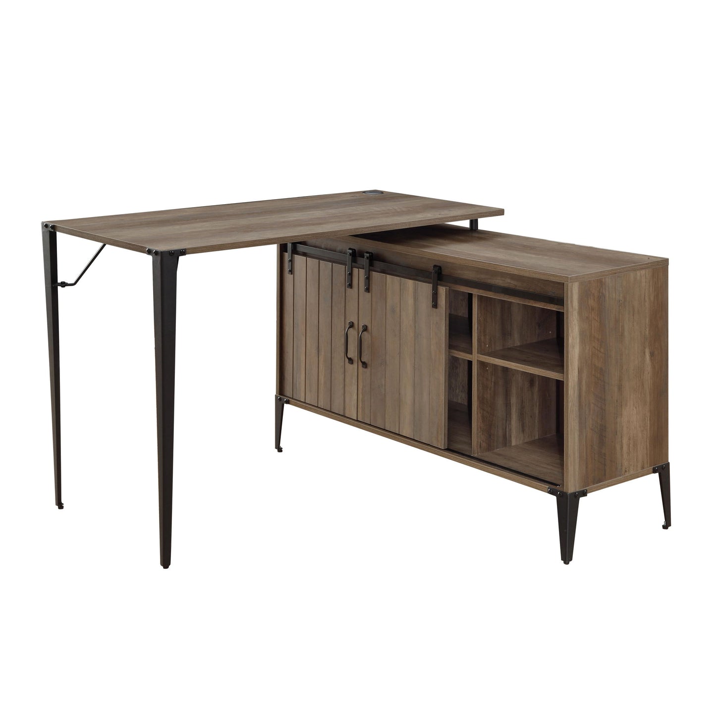 Zakwani - 48" Writing Desk With USB - Rustic Oak & Black
