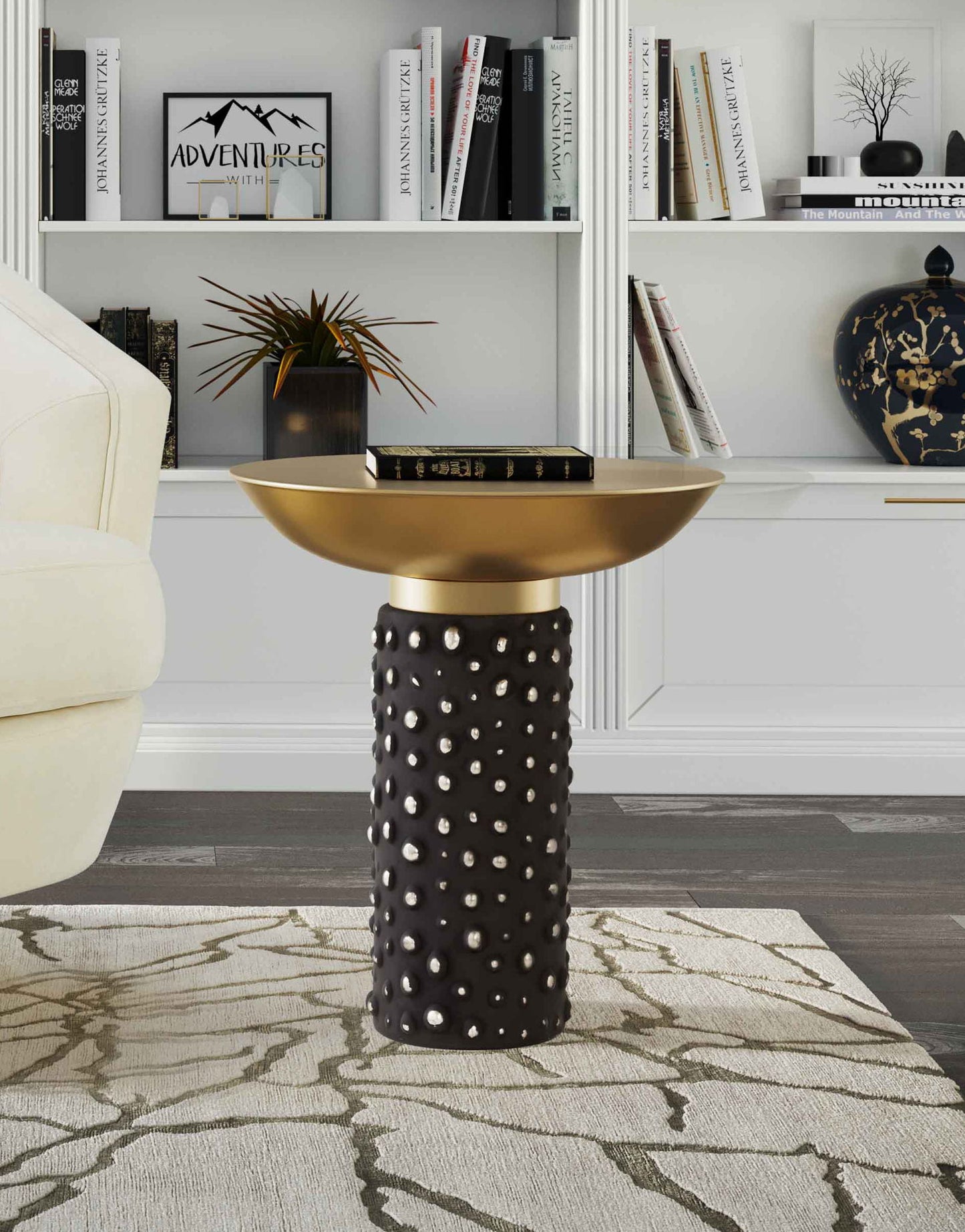 Blaze - Glass / Brass Side Table - Light Brown