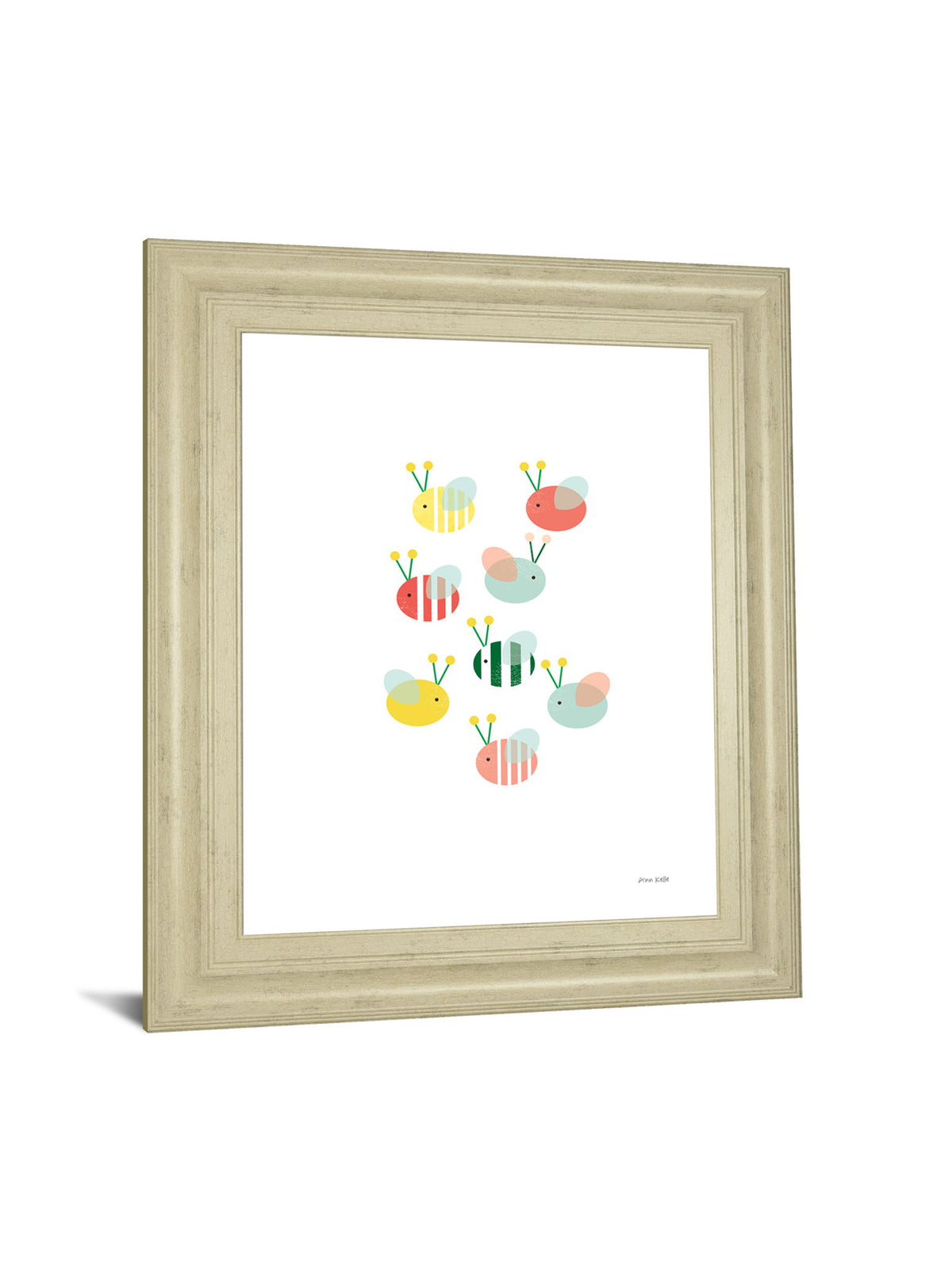 Bumblebee Friends By Ann Kelle - Framed Print Wall Art - White