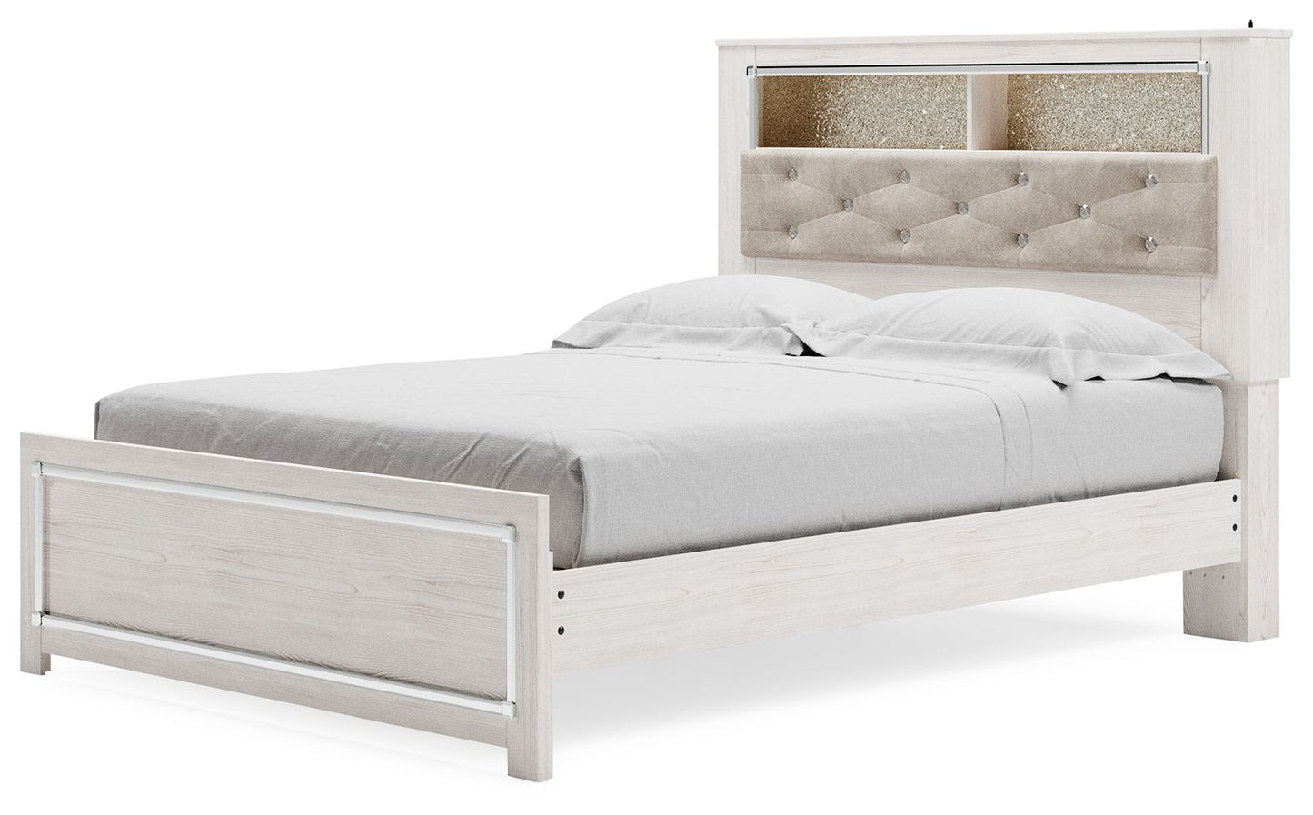 Altyra - Queen Panel Bookcase Bed With Roll Slats - White