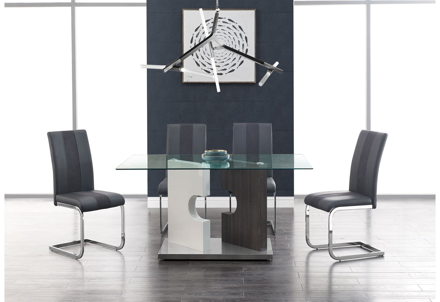 D219 - 9 Piece Dining Room Set (Dining Table And 8 Dinning Chairs) - Gray