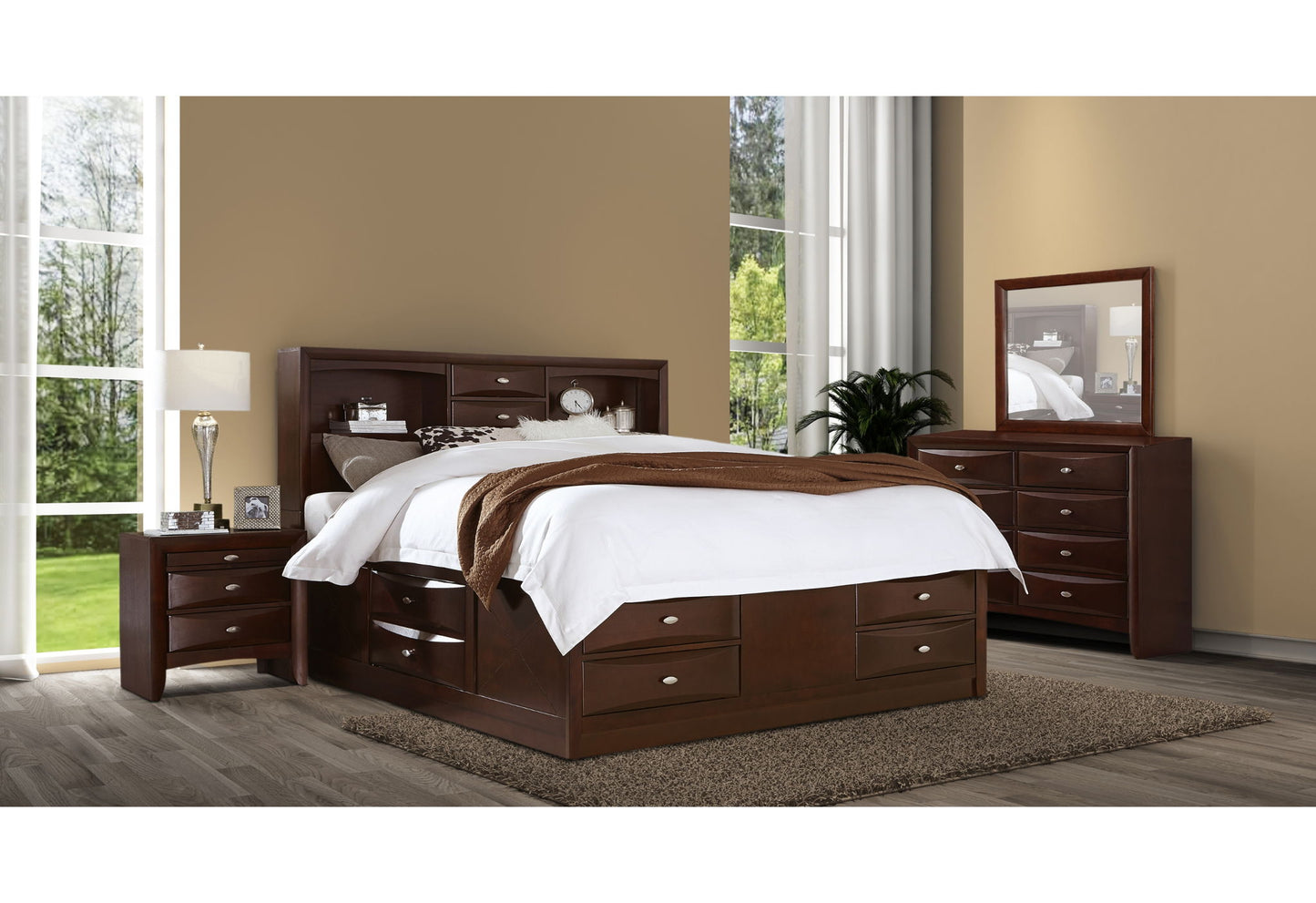 Linda - 5 Piece Queen Bedroom Set - Merlot