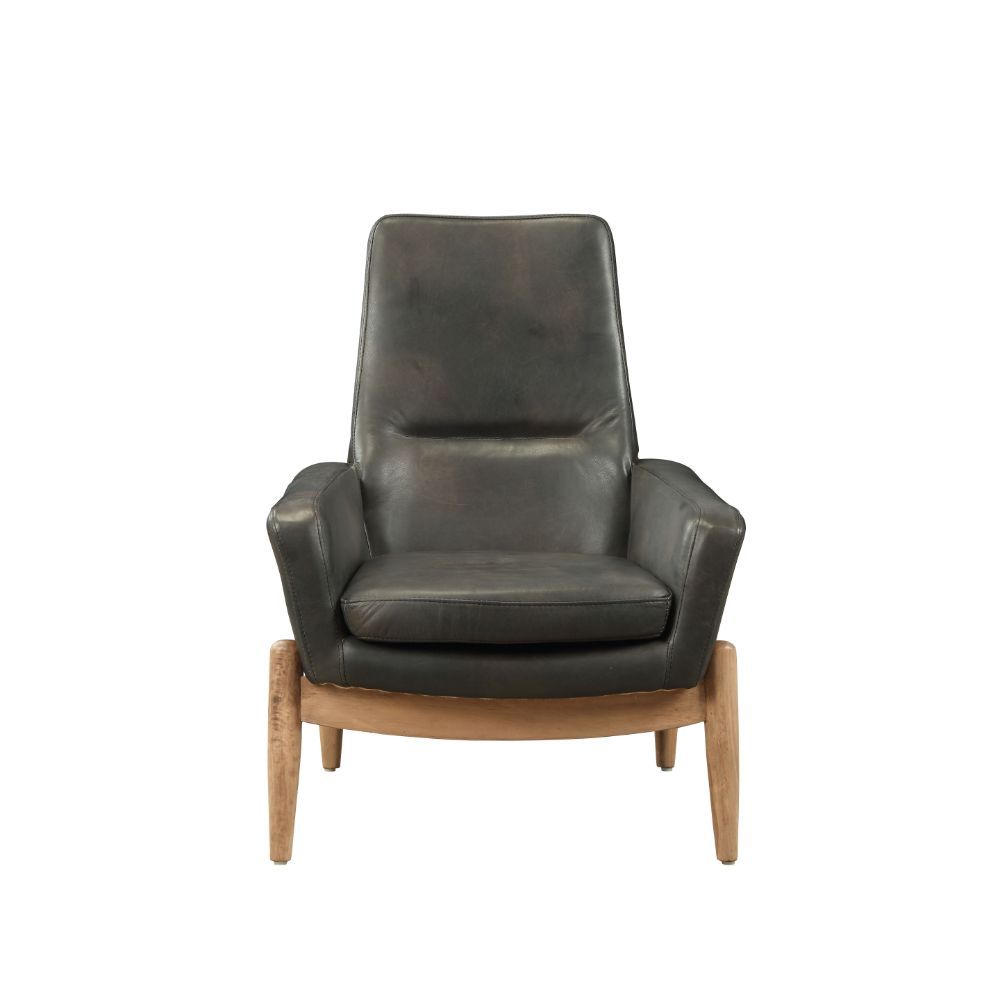 Dolphin - Accent Chair - Black Top Grain Leather