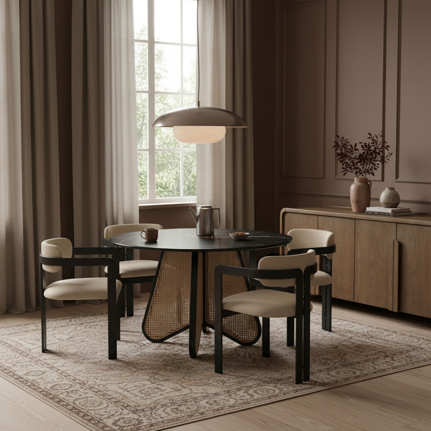 Aurum - Vegan Leather Upholstered Dining Chair With Graphite Black Base (Set of 2)