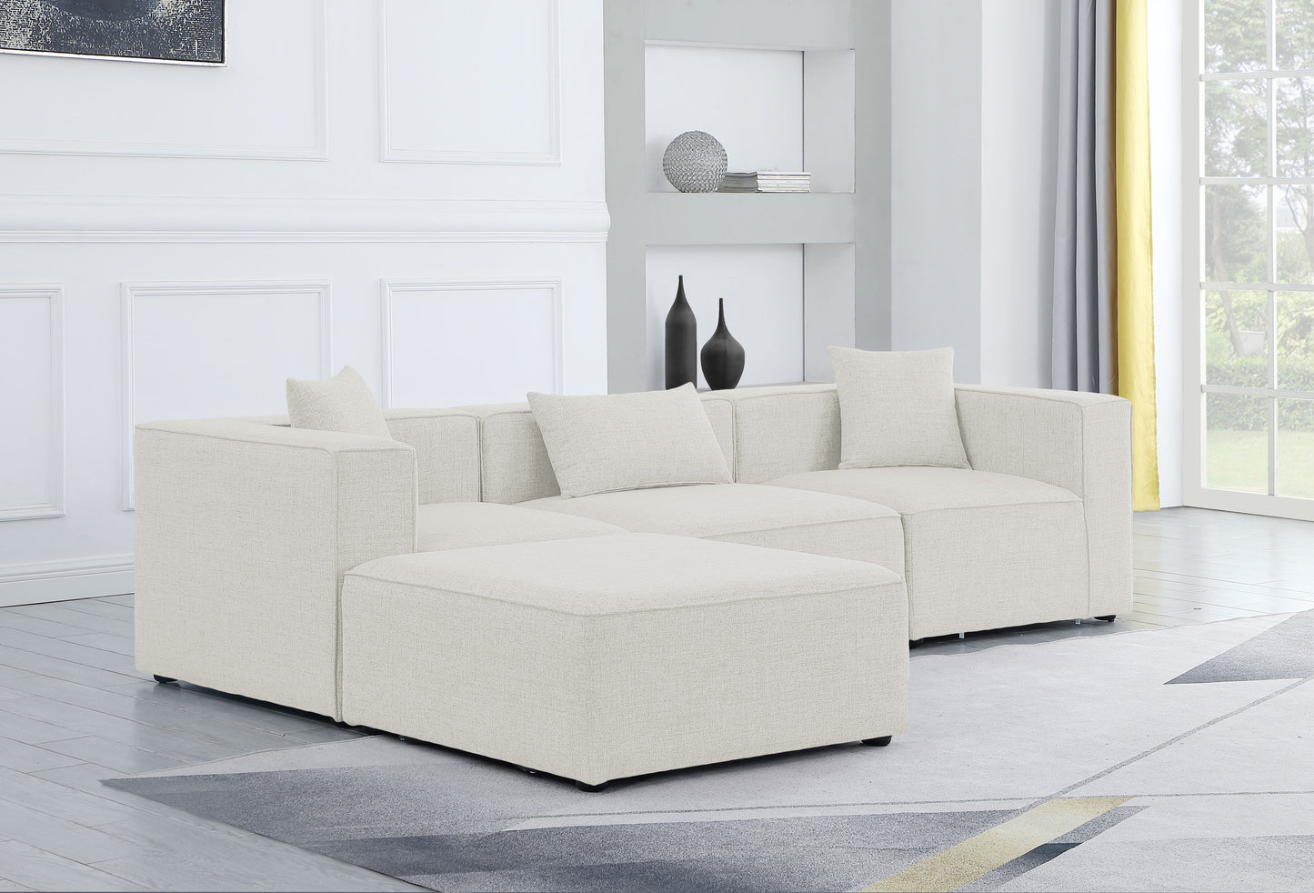 Cube - Linen 4 Piece Modular Sectional With Chaise