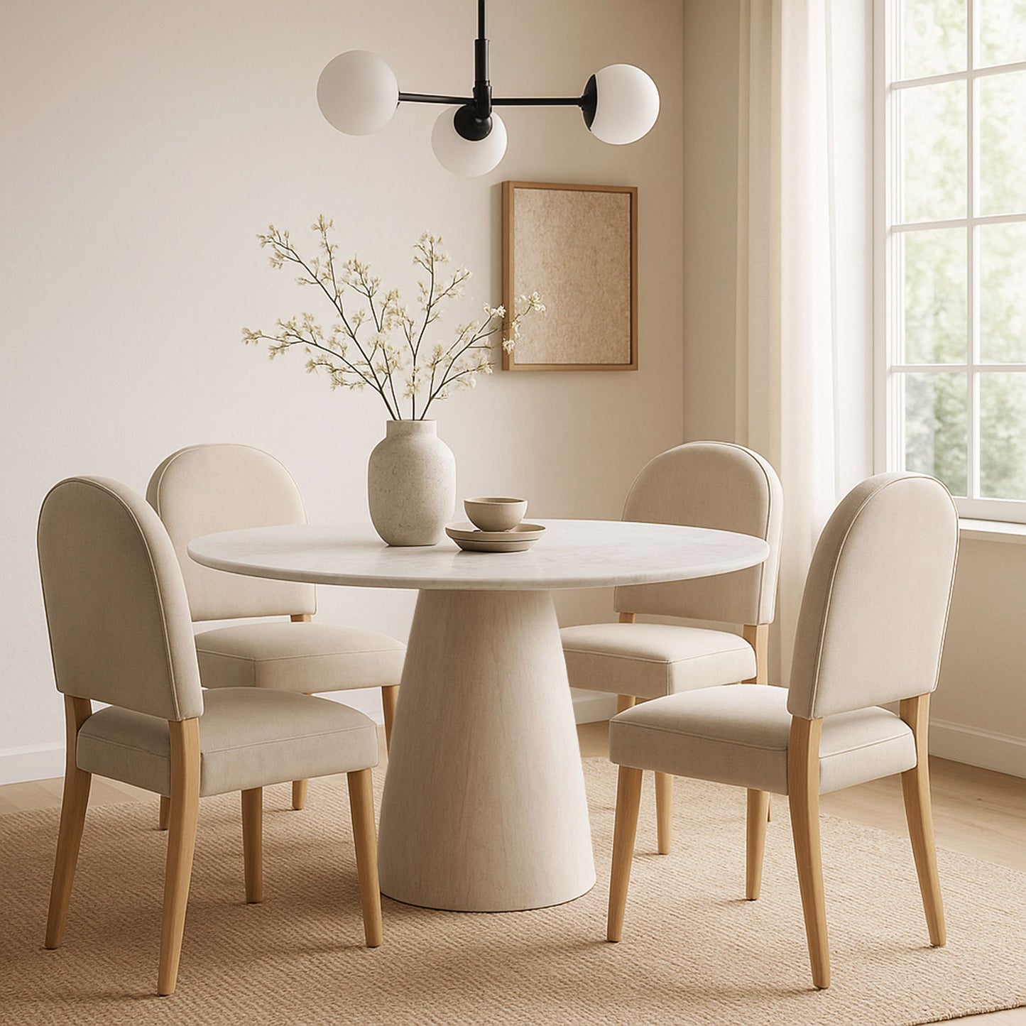 Liona - 42" Marble And Mango Wood Dining Table