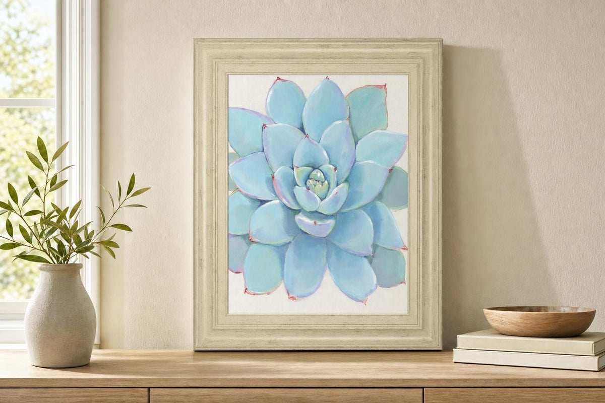 22x26 Pastel Succulent I By Tim OToole - Light Blue