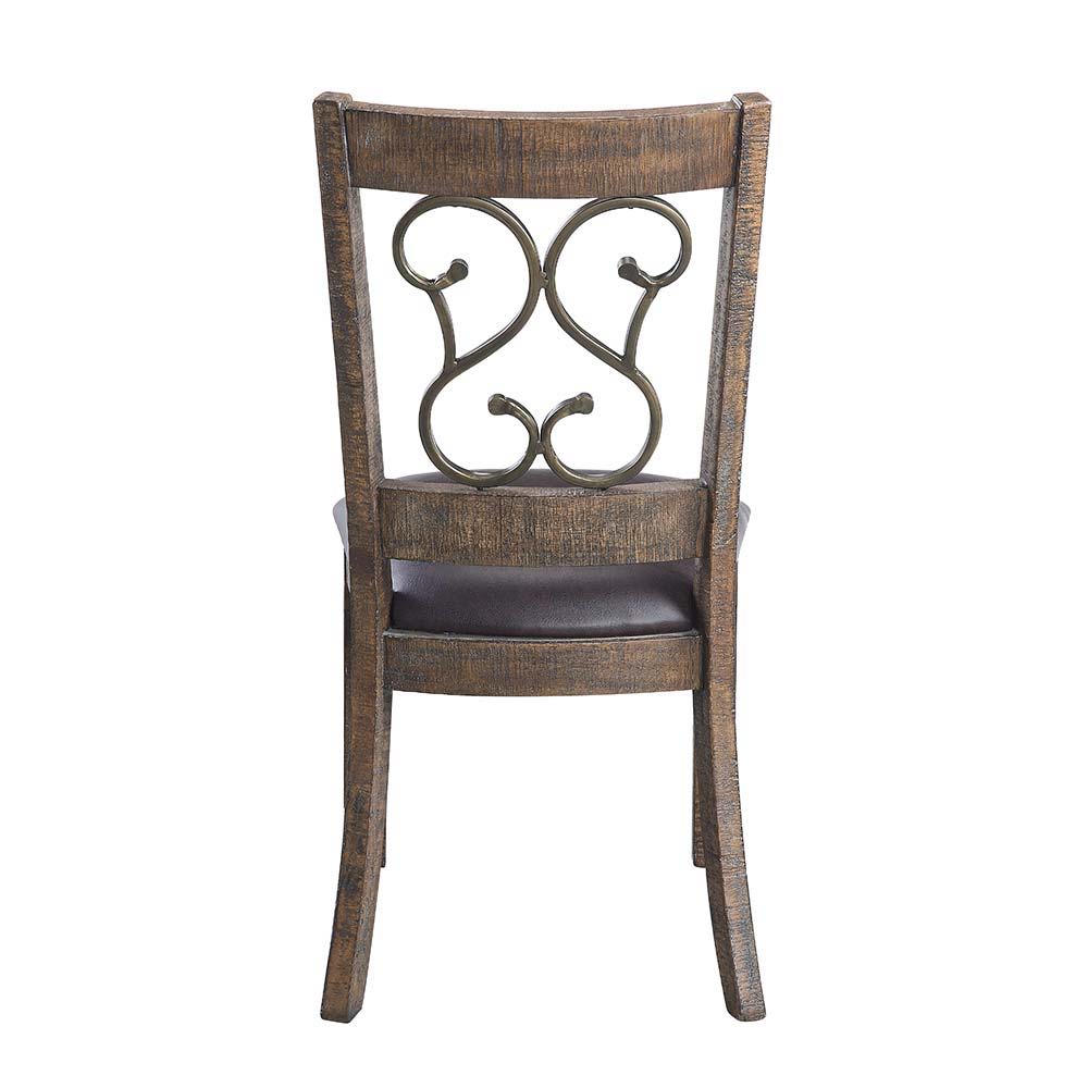 Raphaela - Side Chair (Set of 2) - Black Synthetic Leather & Weathered Cherry