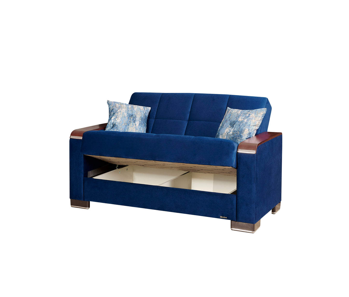 Ottomanson Armada X - Upholstered Convertible Wood Trimmed Loveseat With Storage - Microfiber