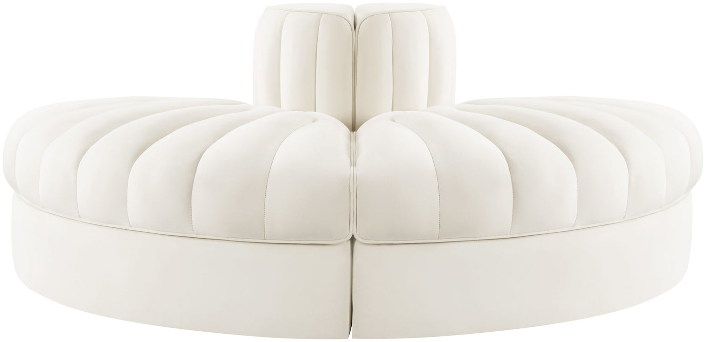 Rummi - Velvet Performance Fabric Upholstered 2 Piece Rounded Modular Loveseat
