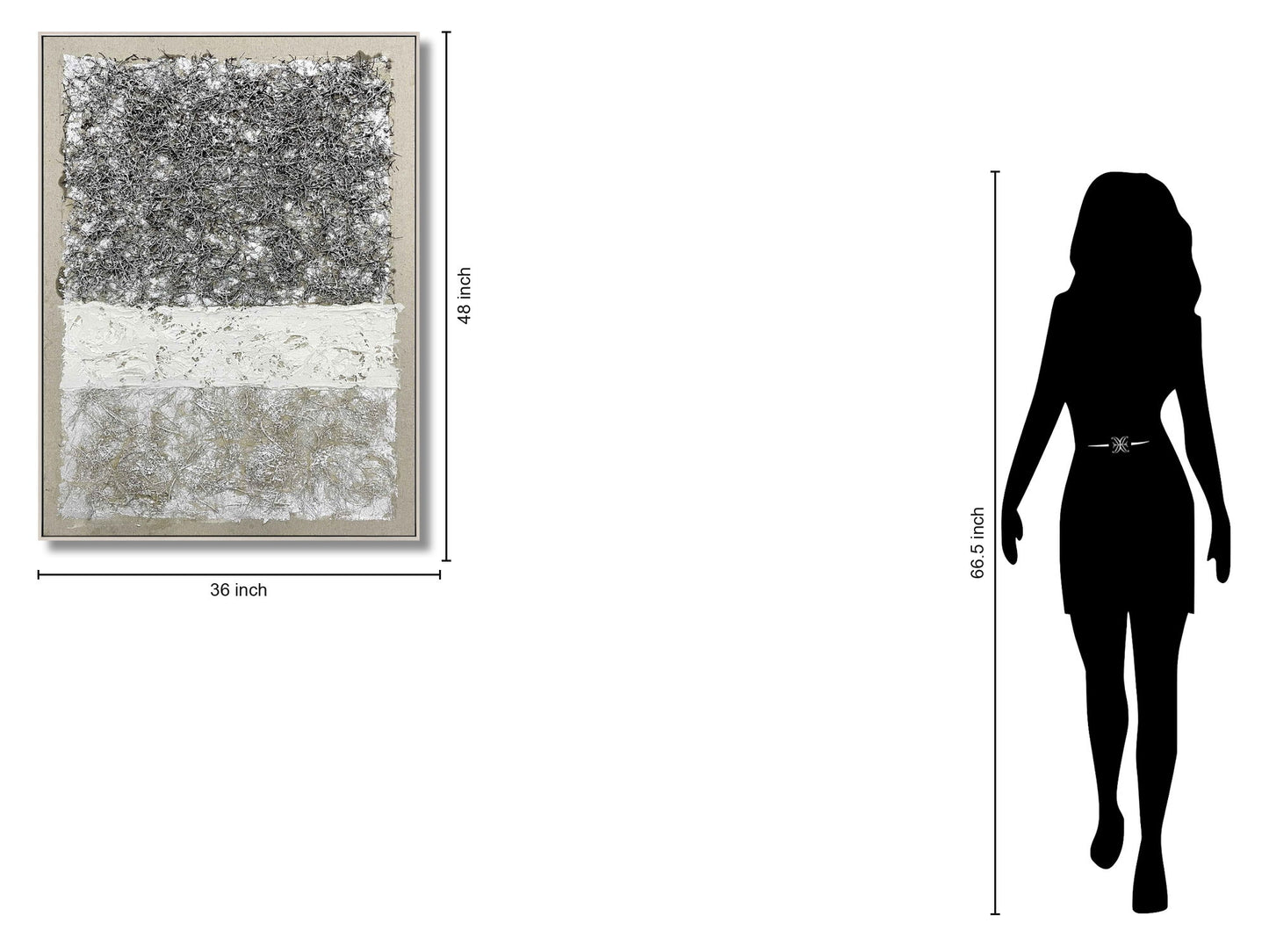 Tundra Texture Layers - 36" x 48" Framed Wall Art - Pearl Silver