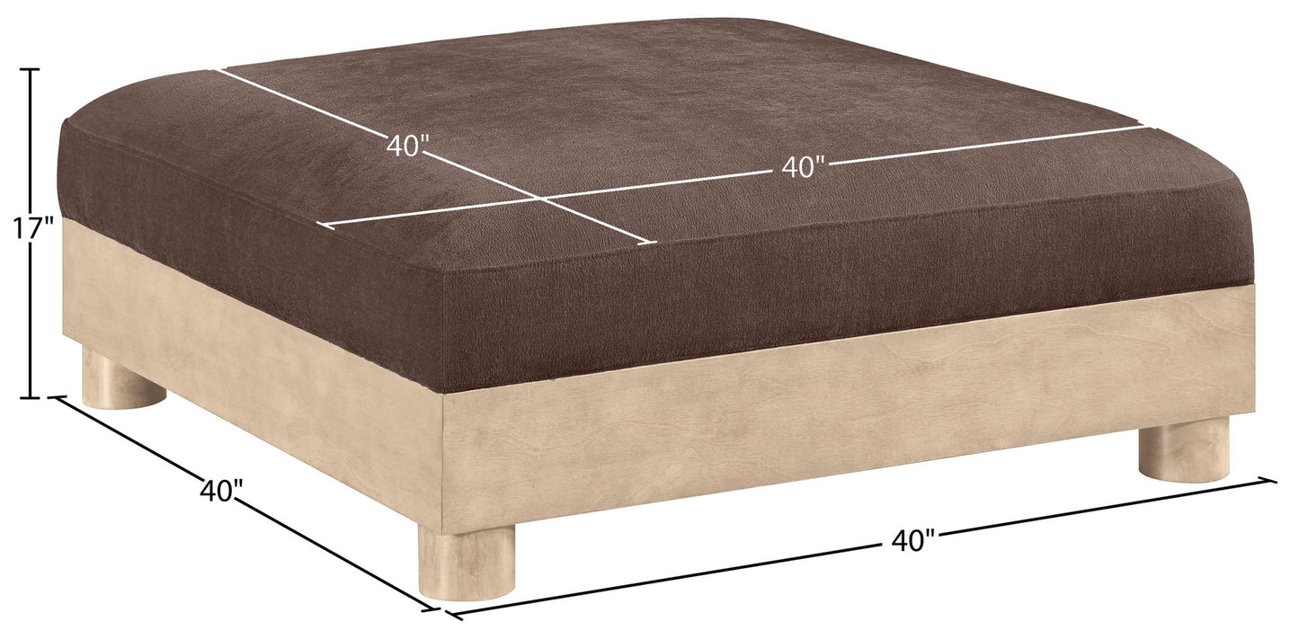 Turin - Chenille Fabric Upholstered Modular Ottoman - Natural Base