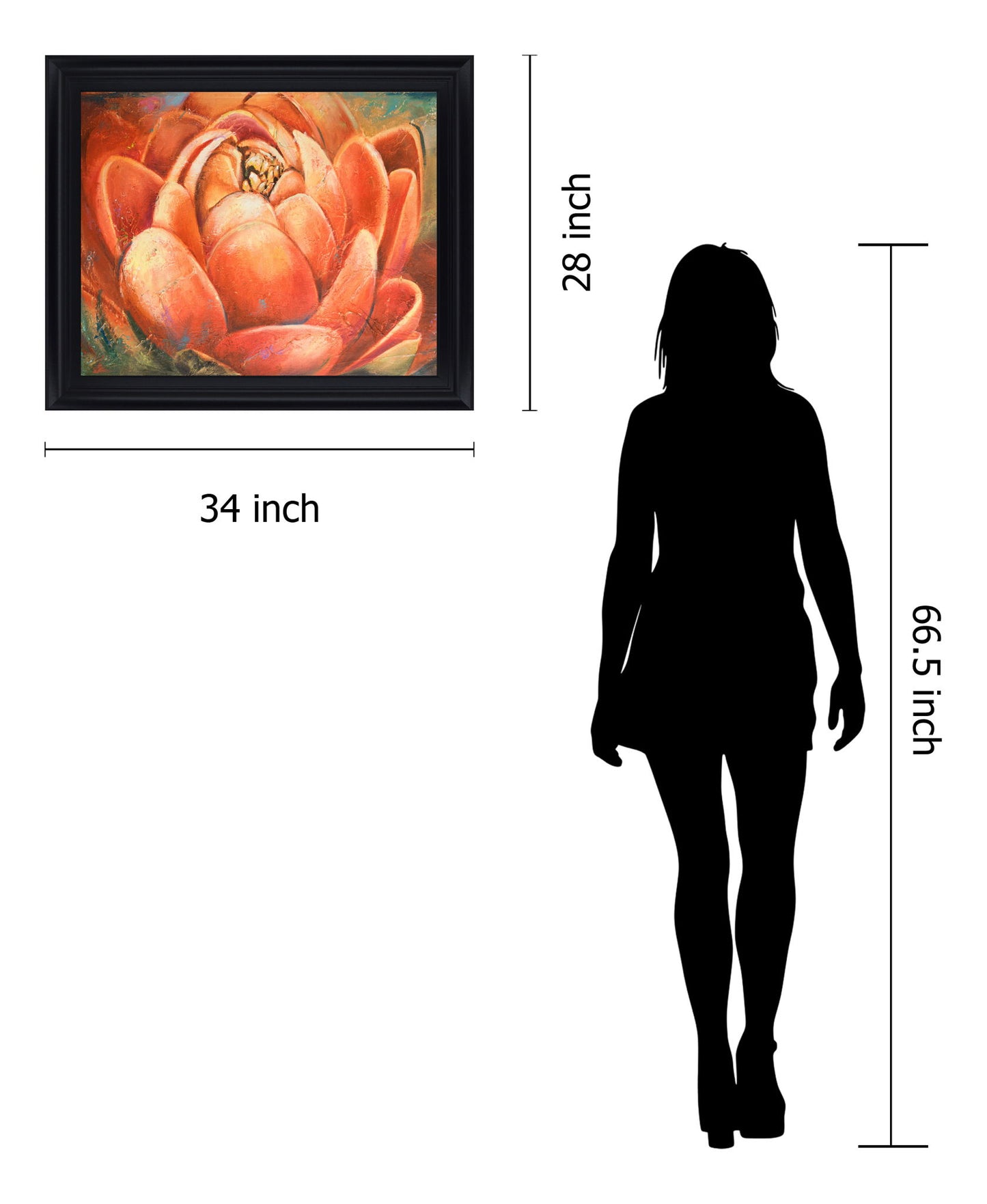 Saffron Petal Radiance - 28" x 34" Framed Wall Art - Orange