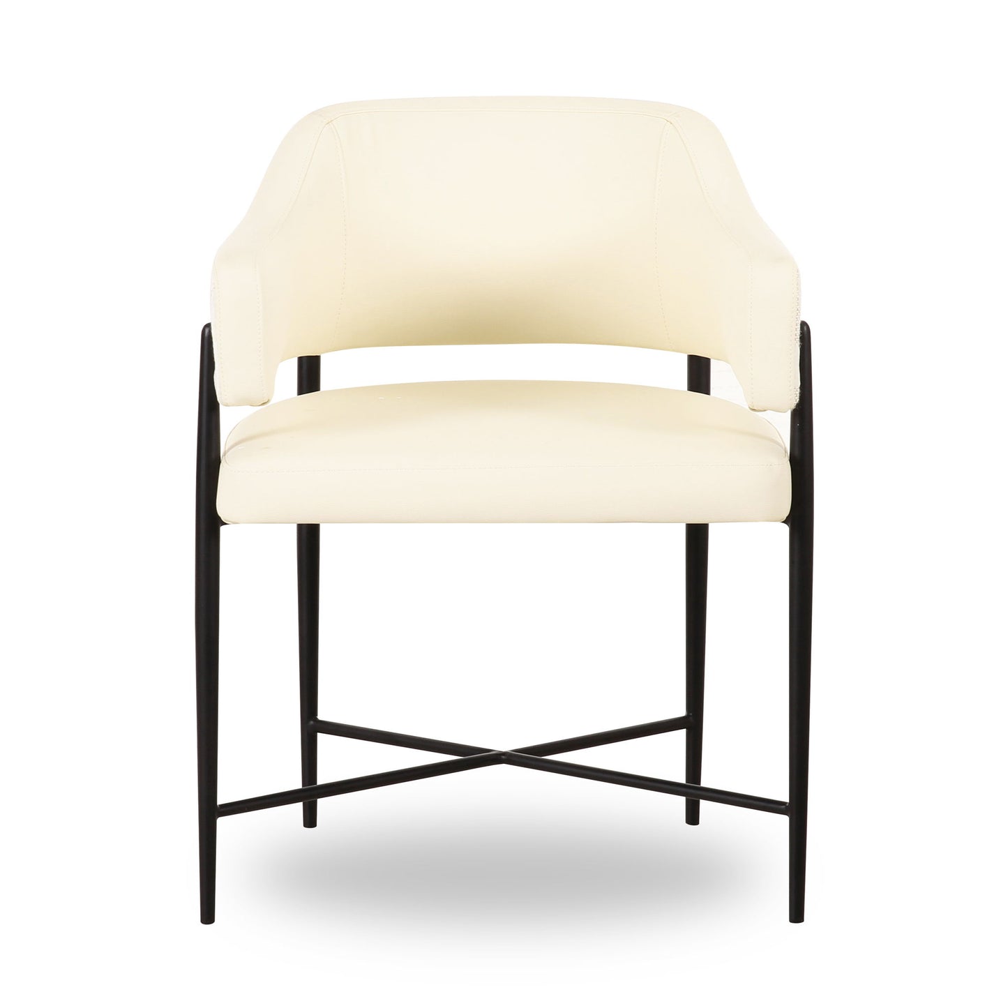 Sezanne - Vegan Leather And 2-Tone Jacquard Dining Chair - Cream