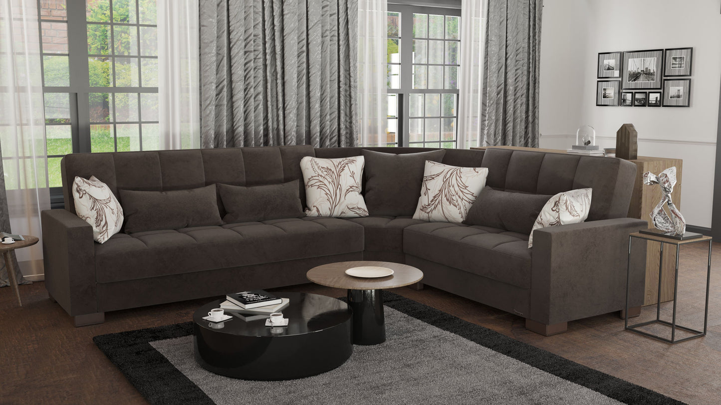 Ottomanson Armada - Upholstered Convertible Sectional With Storage - Microfiber