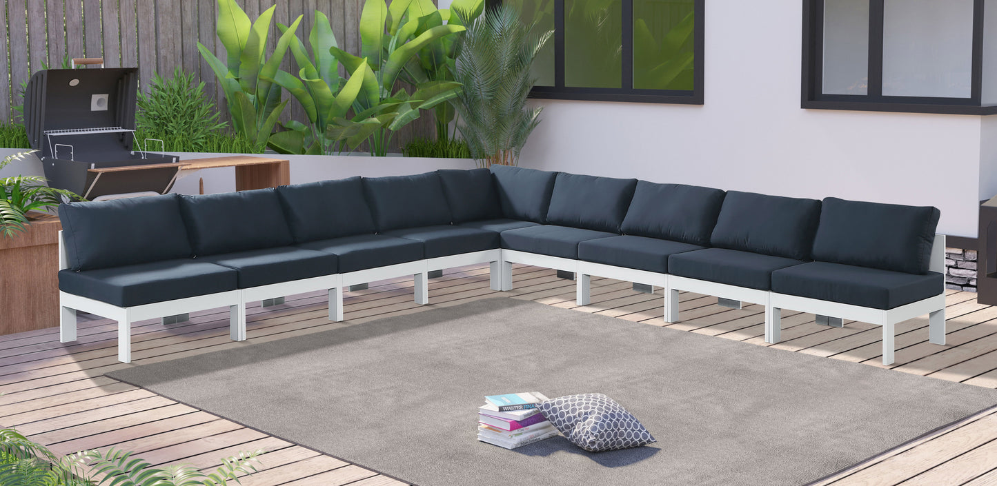 Nizuc - Outdoor Patio 9 Piece Modular Sectional With White Frame