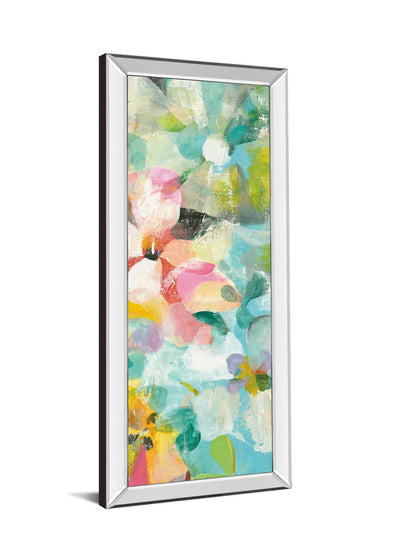 Happy Garden III By Danhui Nai - Mirrored Frame Wall Art - Light Blue