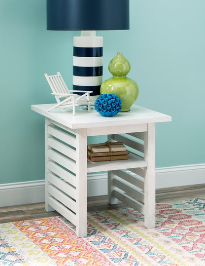 Edgewater Sand Dollar - Square End Table - White