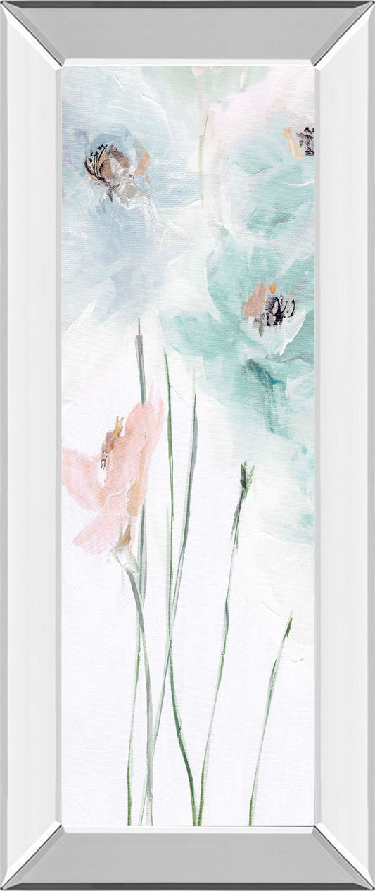 Spring Poppies II By Susan Pepe - Mirrored Frame Wall Art - Light Blue