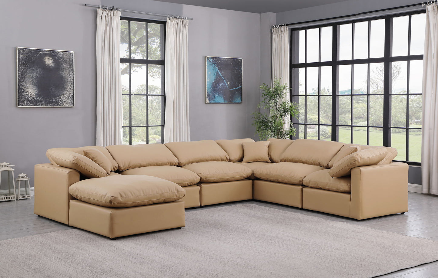 Indulge - Faux Leather 7 Piece Modular Sectional - Tan