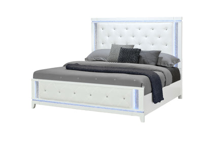 Alina - King Bed With LED - White