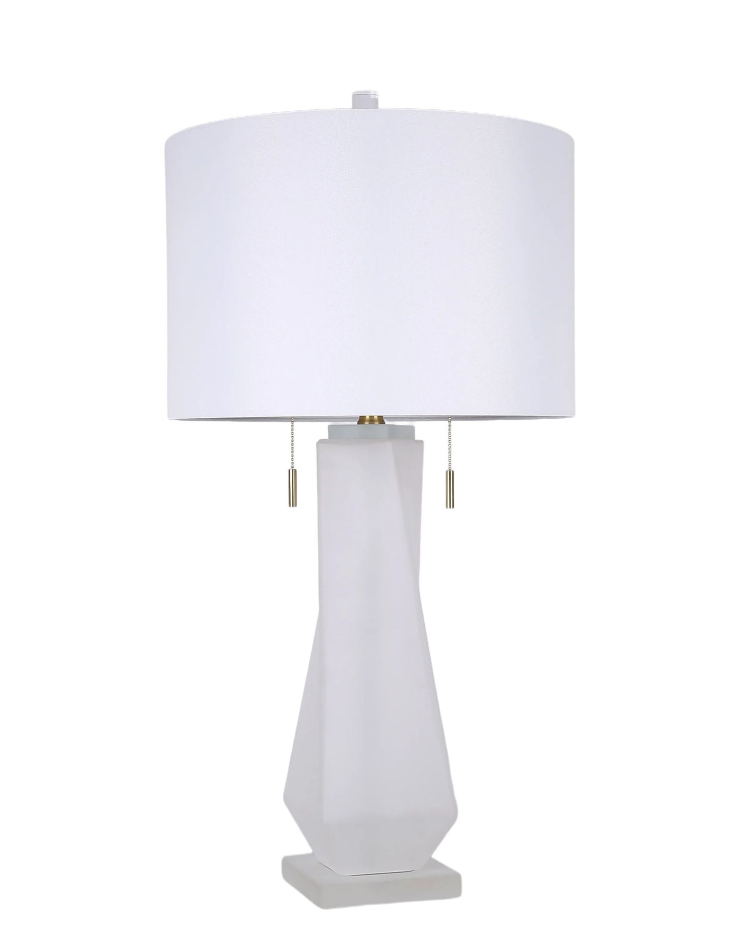 Faceted Frost Art Glass & Frosted Crystal Table Lamp (Set of 2) - Frosted Art Glass / Frosted Crystal