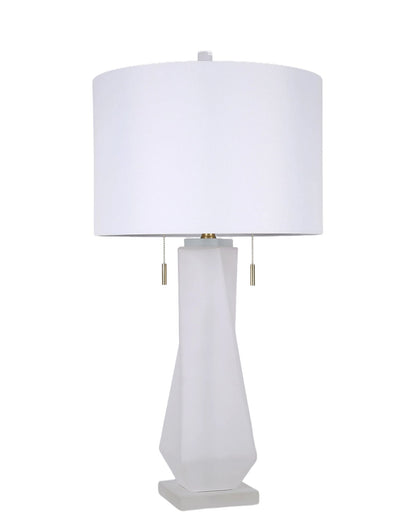 Faceted Frost Art Glass & Frosted Crystal Table Lamp (Set of 2) - Frosted Art Glass / Frosted Crystal