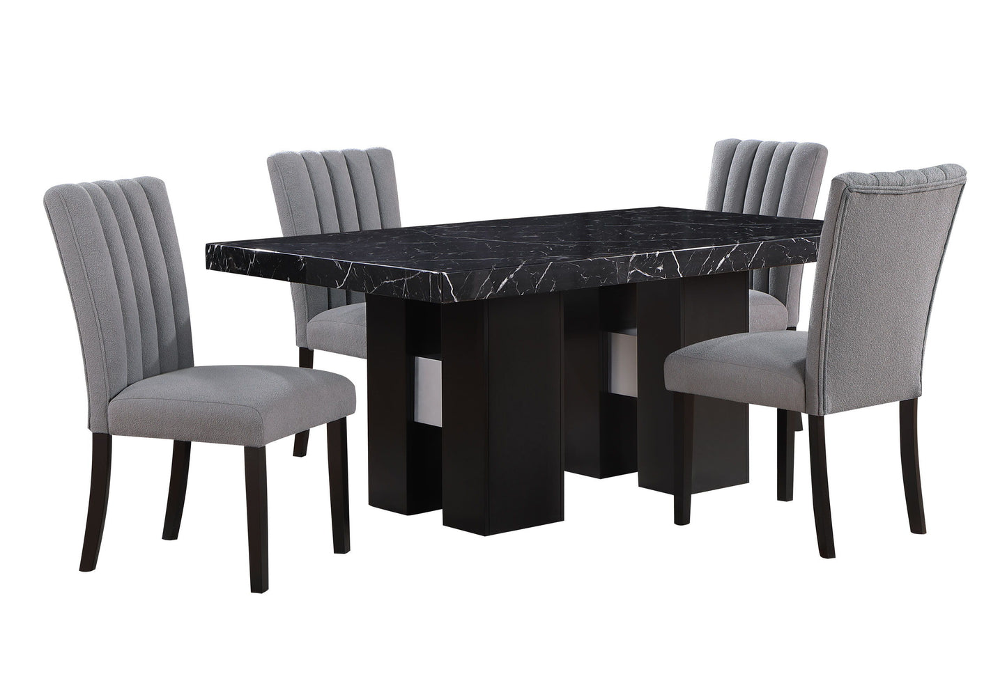 D03 Dining Table And Four D8685 Dining Chairs - Gray / Black