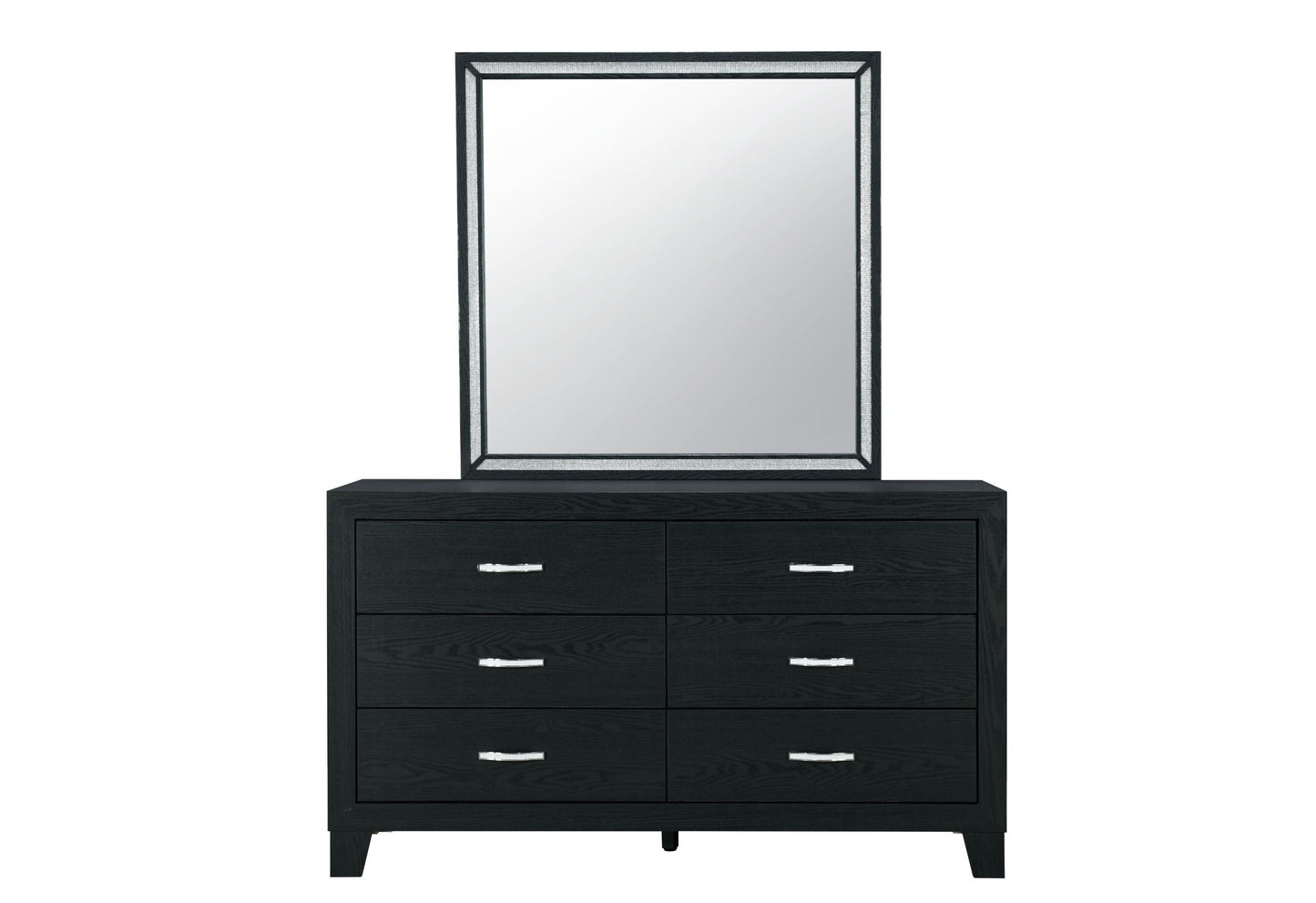 Reid - 5 Piece King Bedroom Set With LED (Bed, Dresser, Mirror, Chest, Nightstand) - Black