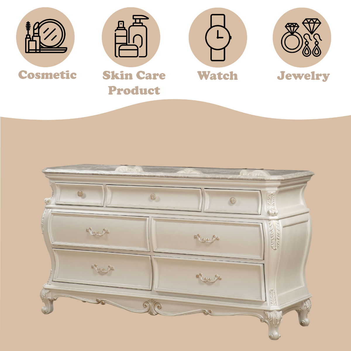 Chantelle - Dresser - Pearl White Finish