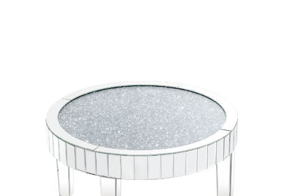 Noralie - 32" Round Coffee Table - Mirrored & Faux Diamonds