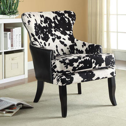 Trea - Cowhide Print Accent Chair - Black And White