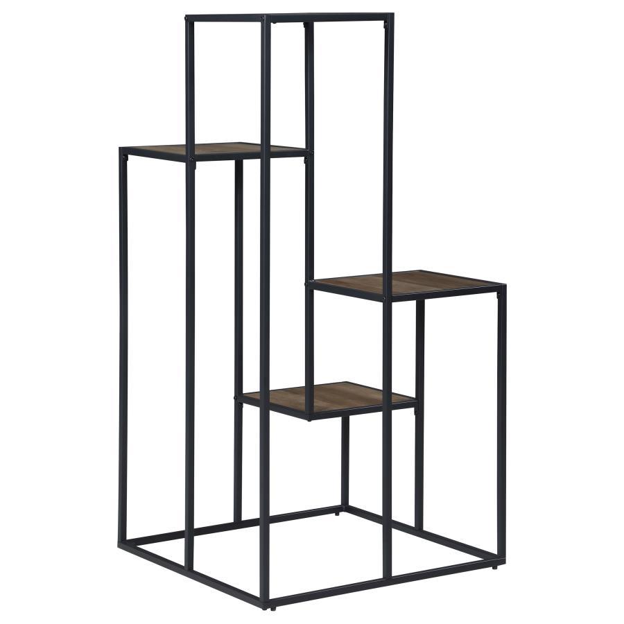 Rito - 4-Tier Display Shelf - Rustic Brown And Black