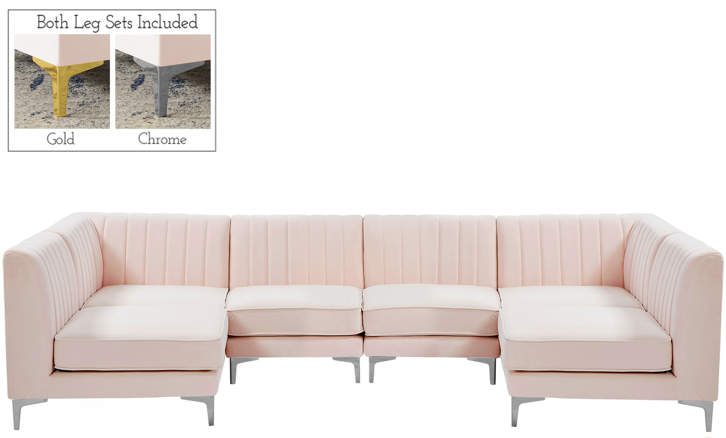 Alina - Modular Sectional 6 Piece - Pink - Fabric