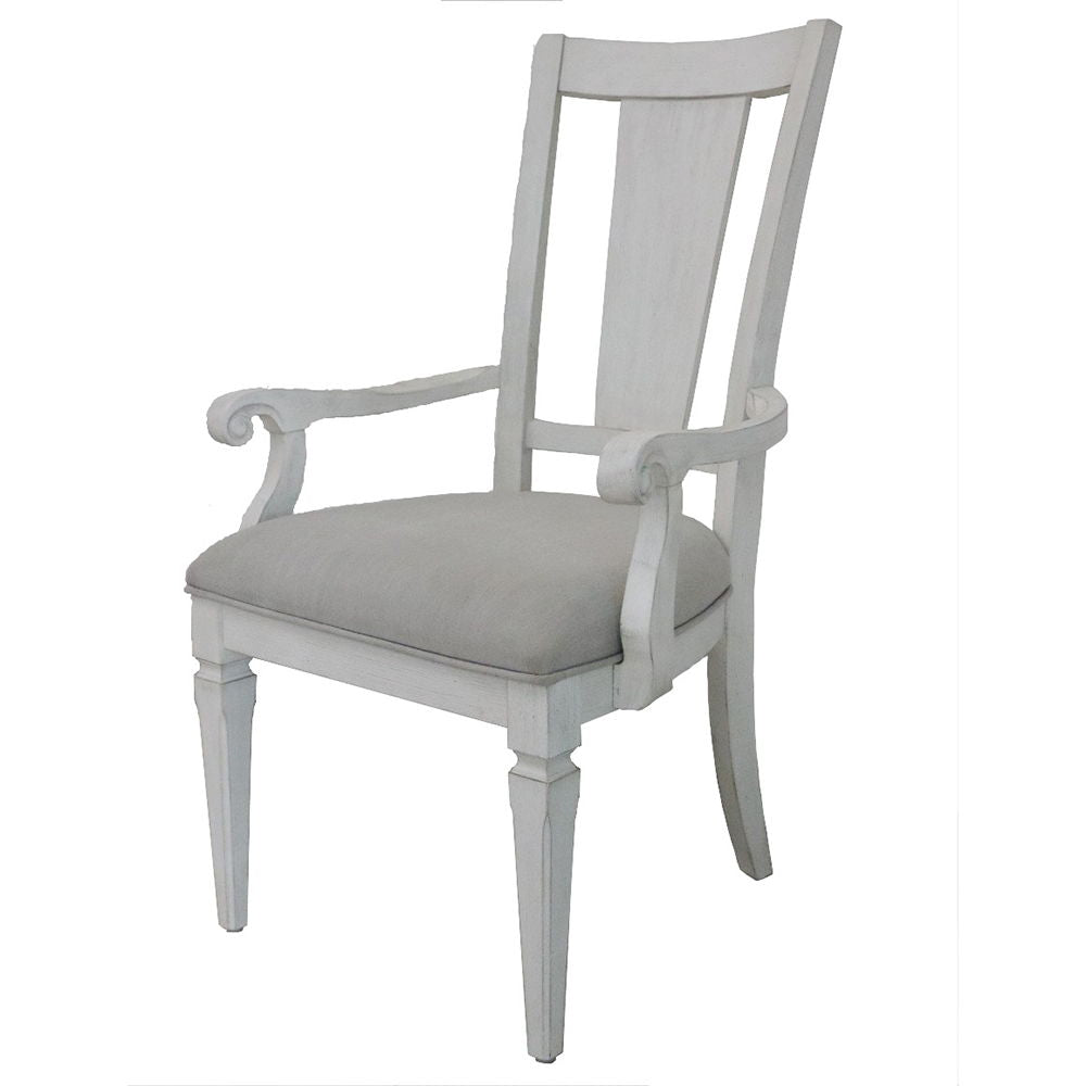 Katia - Arm Chair Set of 2) - Light Gray Linen & Weathered White