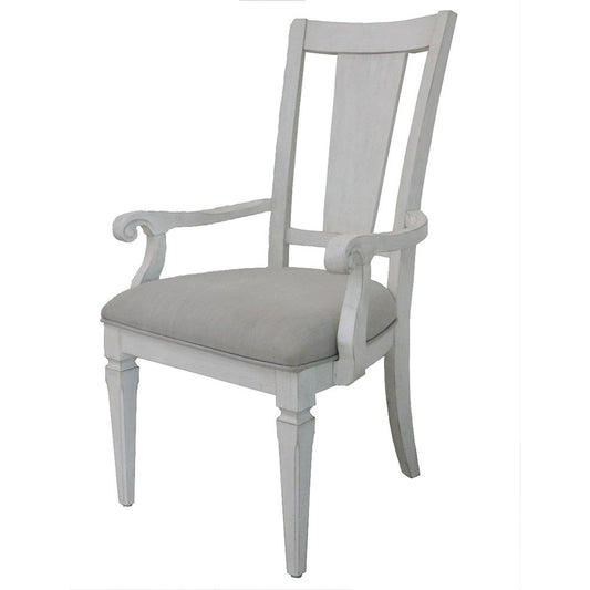 Katia - Arm Chair (Set of 2) - Light Gray Linen & Weathered White