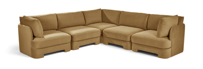 Hammond - Velvet Performance Fabric Upholstered 5 Piece Corner Sectional