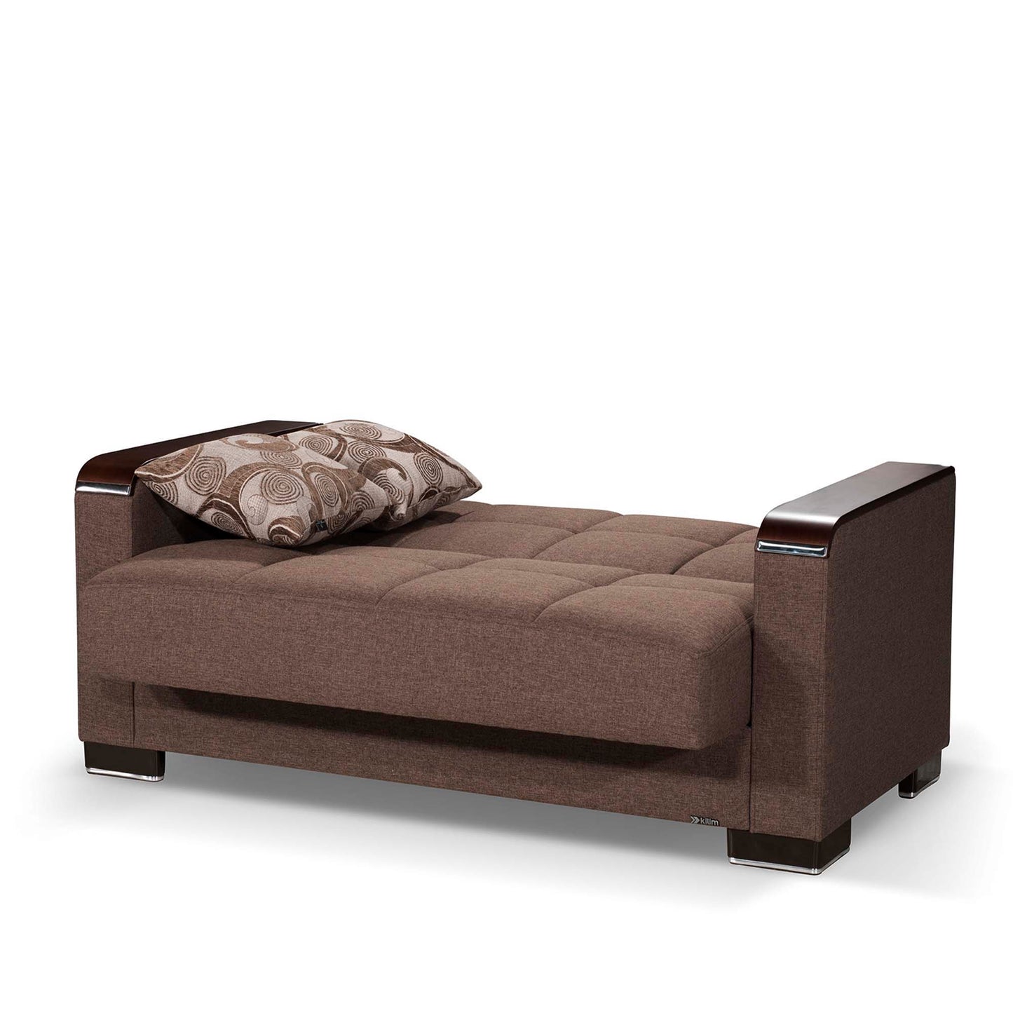 Ottomanson Armada X - Upholstered Convertible Wood Trimmed Loveseat With Storage - Polyester