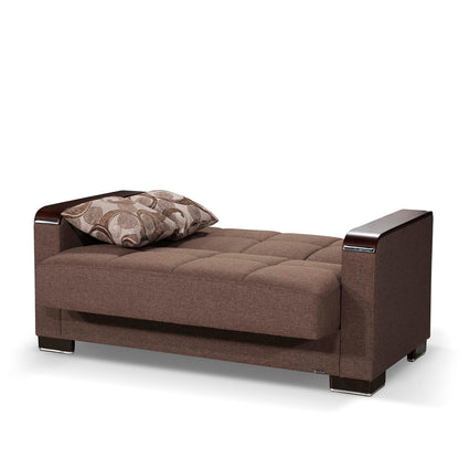 Ottomanson Armada X - Upholstered Convertible Wood Trimmed Loveseat With Storage - Polyester