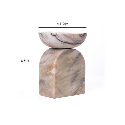Marble Balanced Candle Holder - White Brown
