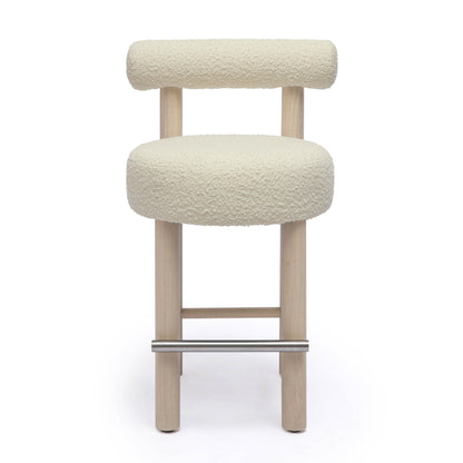 Carmel - Boucle and Solid Wood Counter Stool