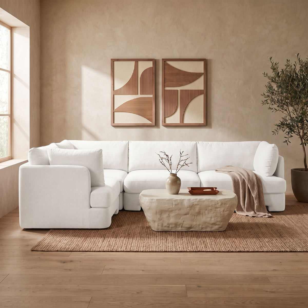 Hammond - Velvet Performance Fabric Upholstered 4 Piece Sectional